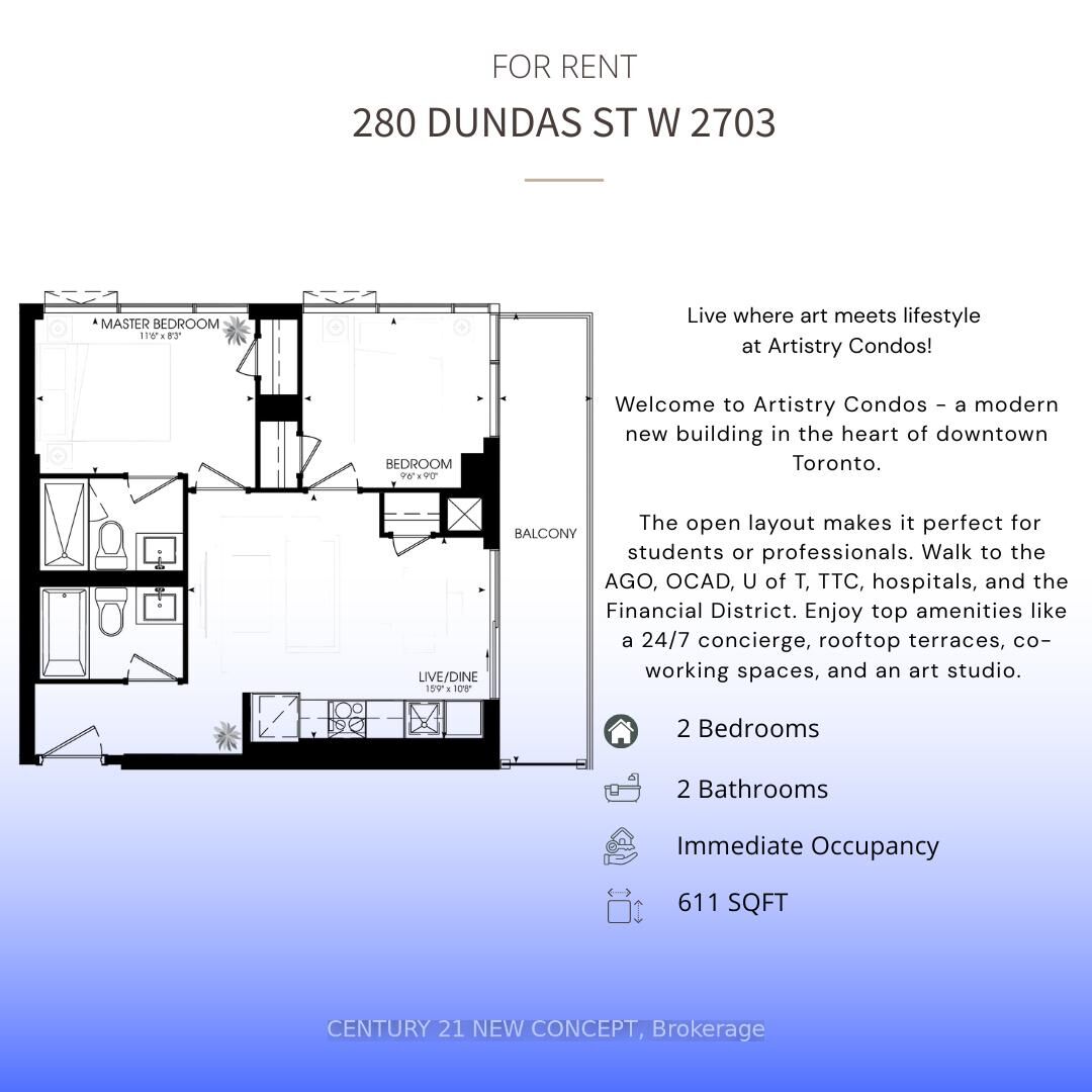 Property Photo: 280 Dundas Street W 2703 ON M5T 0E3