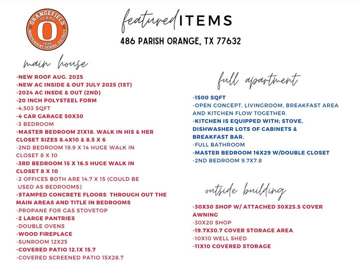 Property Photo:  486 Parish Rd  TX 77632-0262 