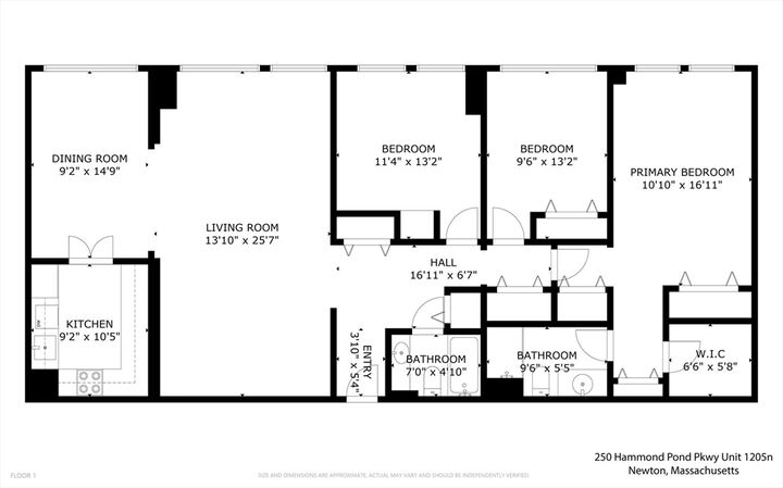 Property Photo: 250 Hammond Pond Parkway 1205N MA 02467